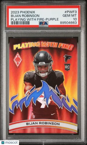 2023 Phoenix Playing With Fire Bijan Robinson Purple /99 PSA 10 front