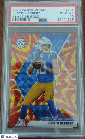 2020 Panini Mosaic Justin Herbert #204 PSA 10 front