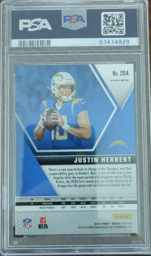 2020 Panini Mosaic Justin Herbert #204 PSA 10 back