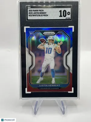 2020 PANINI PRIZM JUSTIN HERBERT Rookie RED WHITE BLUE Prizm #325 RC SGC 10 🔥 front