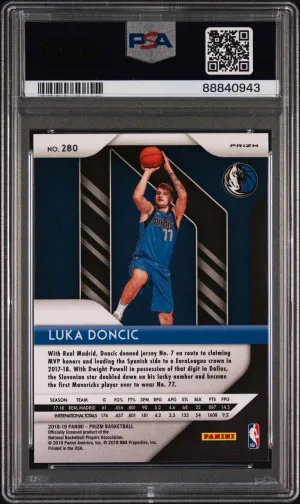 PSA 10 2018 Panini Prizm Luka Doncic Red White Blue Prizm Rookie #280 back