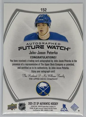 John-Jason Peterka 2021-22 SP Authentic FWA /999 back