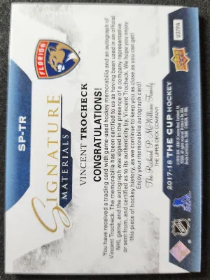 Vincent Trocheck Signature Materials /99 back