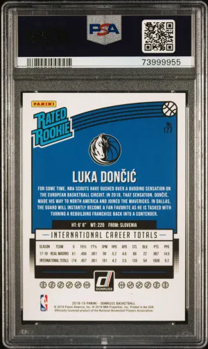 2018 Panini Donruss Luka Doncic #177 PSA 9 back