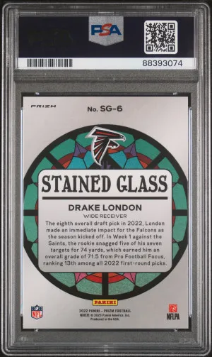 2022 Panini Prizm Stained Glass Drake London #SG6 PSA 10 back