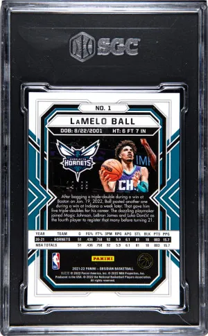 2021-22 Panini Obsidian Lamelo Ball Electric Etch Purple /99 #1 SGC 10 back