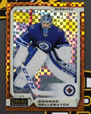 2018-19 Connor Hellebuyck OPC O-Pee-Chee Platinum Orange Checkers /25 MINT front