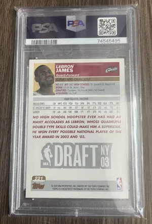 2003 Topps LeBron James Rookie PSA 8 Cavaliers #221 back