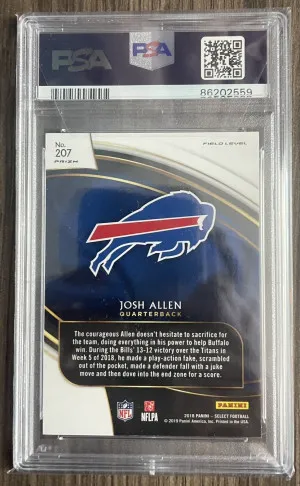 2018 Panini Select Josh Allen Rookie Field Level Silver Prizm PSA 9 Bills #207 back