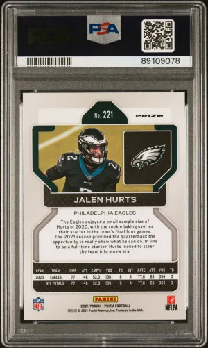 2021 Panini Prizm Jalen Hurts #221 Parallel/Variety PSA 10 back