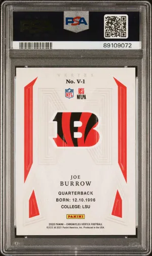 2020 Panini Chronicles Vertex Joe Burrow #V1 Insert PSA 10 back