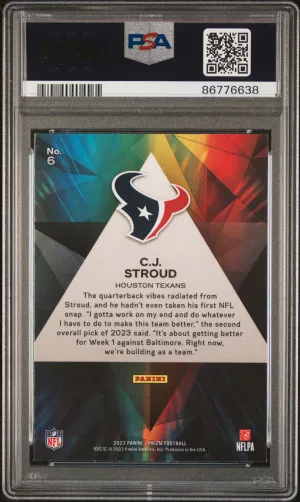 2023 Panini Prizm Prizmatic CJ Stroud #6 PSA 10 back