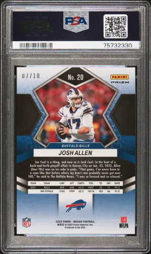 2022 Panini Mosaic Josh Allen #20 low pop (4) PSA 10 back