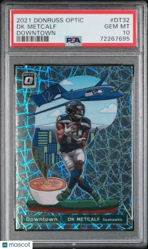 2021 Panini Donruss Optic Downtown DK Metcalf #DT32 PSA 10 front