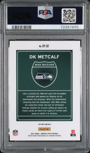 2021 Panini Donruss Optic Downtown DK Metcalf #DT32 PSA 10 back