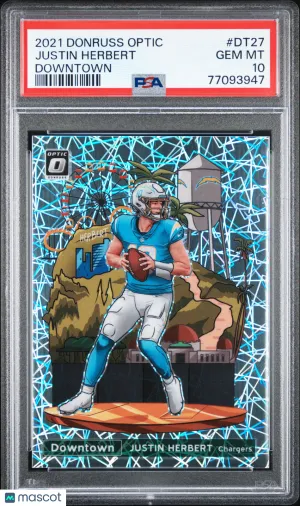 2021 Panini Donruss Optic Downtown Justin Herbert #DT27 PSA 10 front
