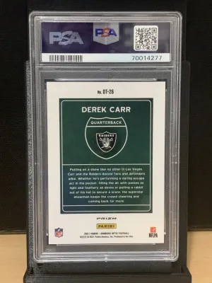 2021 Panini Donruss Optic Downtown Derek Carr #DT26 PSA 10 back