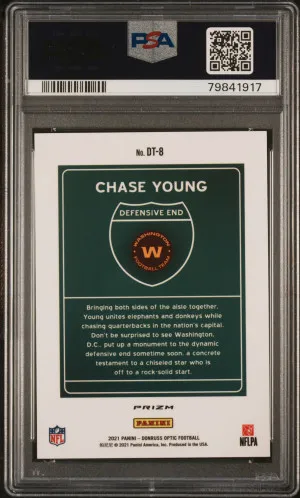 2021 Panini Donruss Optic Downtown Chase Young #DT8 PSA 10 back