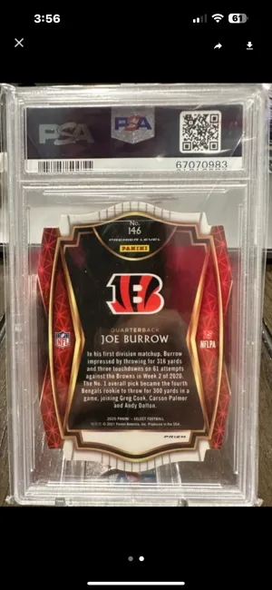 2020 Joe Burrow Select Die - Cut maroon Prizm back