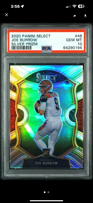 2020 Joe Burrow Select Silver Prizm front