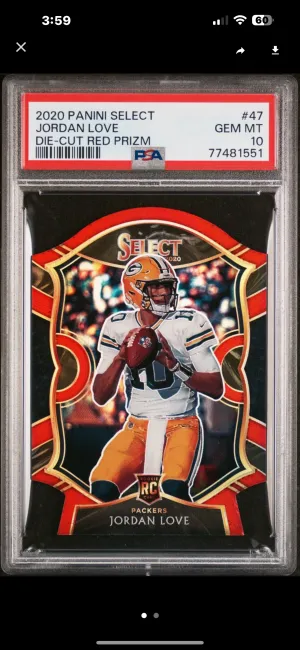 2020 Jordan Love Select Die-Cut Red Prizm front