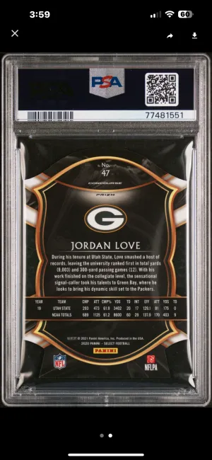 2020 Jordan Love Select Die-Cut Red Prizm back