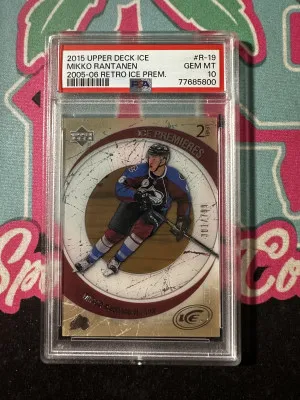 2015-16 Upper Deck Ice 05-06 Retro Premiere Mikko Rantanen RC /799 PSA 10 front