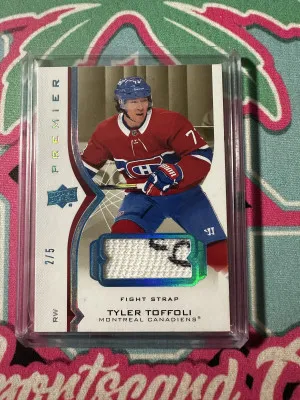 2020-21 Upper Deck Premier Tyler Toffoli Game Used Fight Strap /5 front