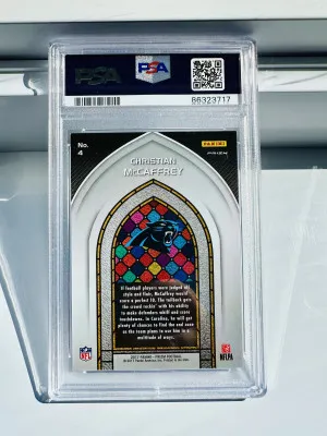 2017 Panini Stained Glass Prizm #4 Christian McCaffrey RC Rookie SSP PSA 9 back