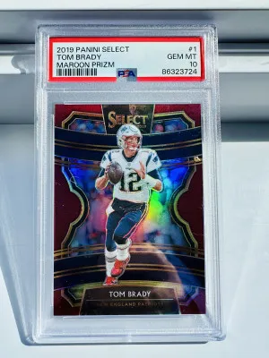 2019 PANINI SELECT TOM BRADY MAROON PRIZM /149 psa 10 LOW POP front
