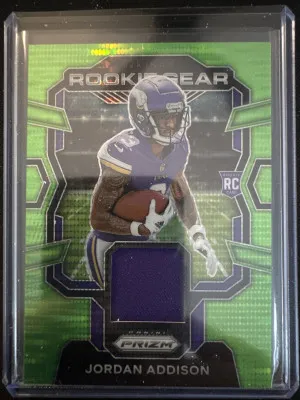 2023 Prizm Jordan Addison Rookie Gear Green Pulsar front