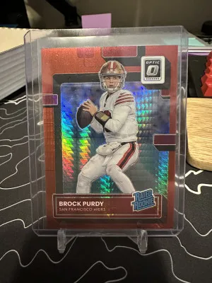 2022 Brock Purdy Optic Rated Rookie Red Hyper front