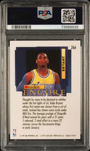 1996 Ultra Kobe Bryant #266 PSA 9 back