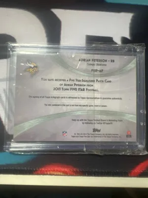 TOPPS FIVE STAR ADRIAN PETERSON PATCH AUTOGRAPH 32/75 back