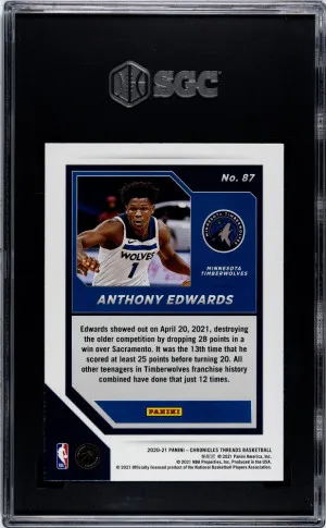 2020-21 Panini Chronicles Anthony Edwards #87 SGC 9.5 back
