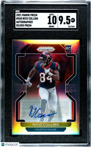 2021 Panini Prizm Nico Collins Silver Auto #360 SGC 9.5 front
