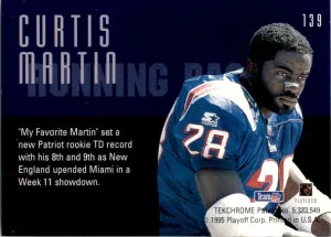 1995 Playoff Contenders Rookie Curtis Martin RC New England Patriots #139 back