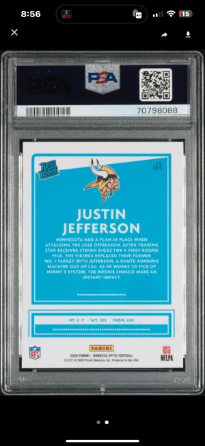 2020 Justin Jefferson Optic Rated Rookie back