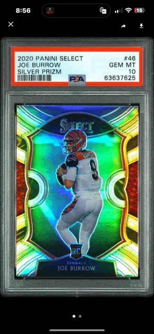 2020 Joe Burrow Select Silver Prizm front