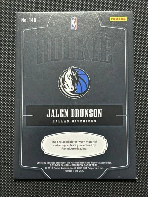 Jalen Brunson 2018 Panini Dominion Rookie Jersey Auto RC /199 #148 Knicks Mavs back