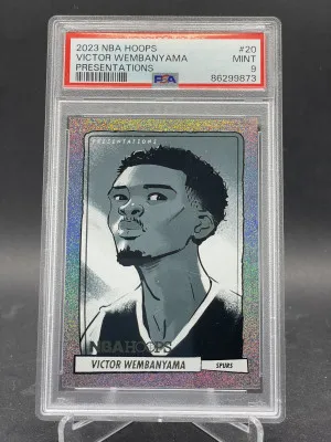 2023-24 Panini NBA Hoops Presentations #20 Victor Wembanyama RC Rookie PSA 9 front