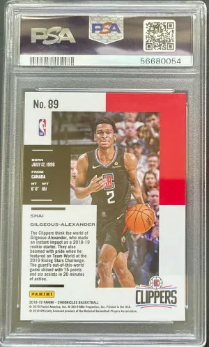 2018 Panini Chronicles Shai Gilgeous-Alexander #89 PSA 10 back