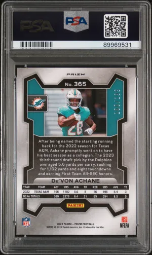 2023 Panini Prizm De'von Achane #365 PSA 10 back