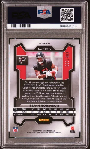 2023 Panini Prizm Bijan Robinson #305 PSA 10 back