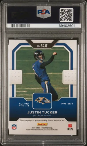 2021 Panini Prizm Sensational Signatures Justin Tucker #SSJT PSA 10 back