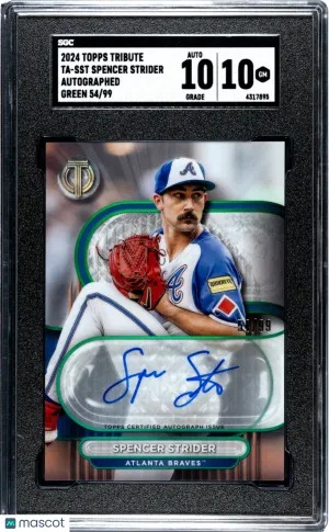 2024 Topps Tribute Spencer Strider #TA-SST /99 SGC 10 Atlanta Braves front