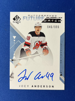 2018-19 SP Authentic Joey Anderson Future Watch Auto /999 #215 front
