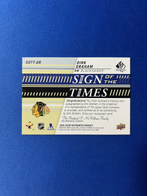 Dirk Graham 2019-20 SP Authentic Sign of the Times Auto #SOTT-GR back