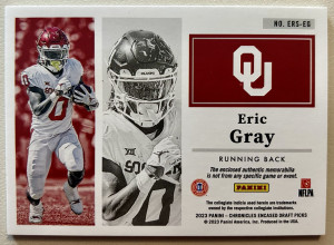 Eric Gray 2023 Panini Chronicles Encased Draft Patch ERS-EG New York Giants back