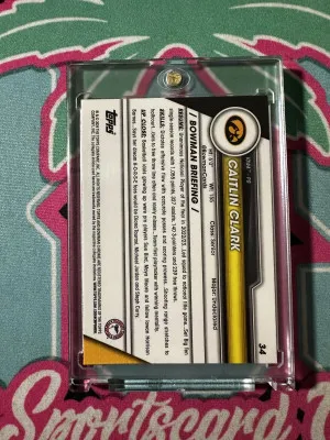 2024 Bowman Chrome U Pink Refractor #34 Caitlin Clark IOWA back